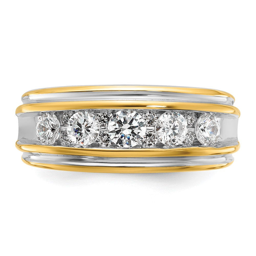 IBGoodman with Rhodium Men's Polished and Grooved 1 Carat AA Quality Diamond Ring - WBC