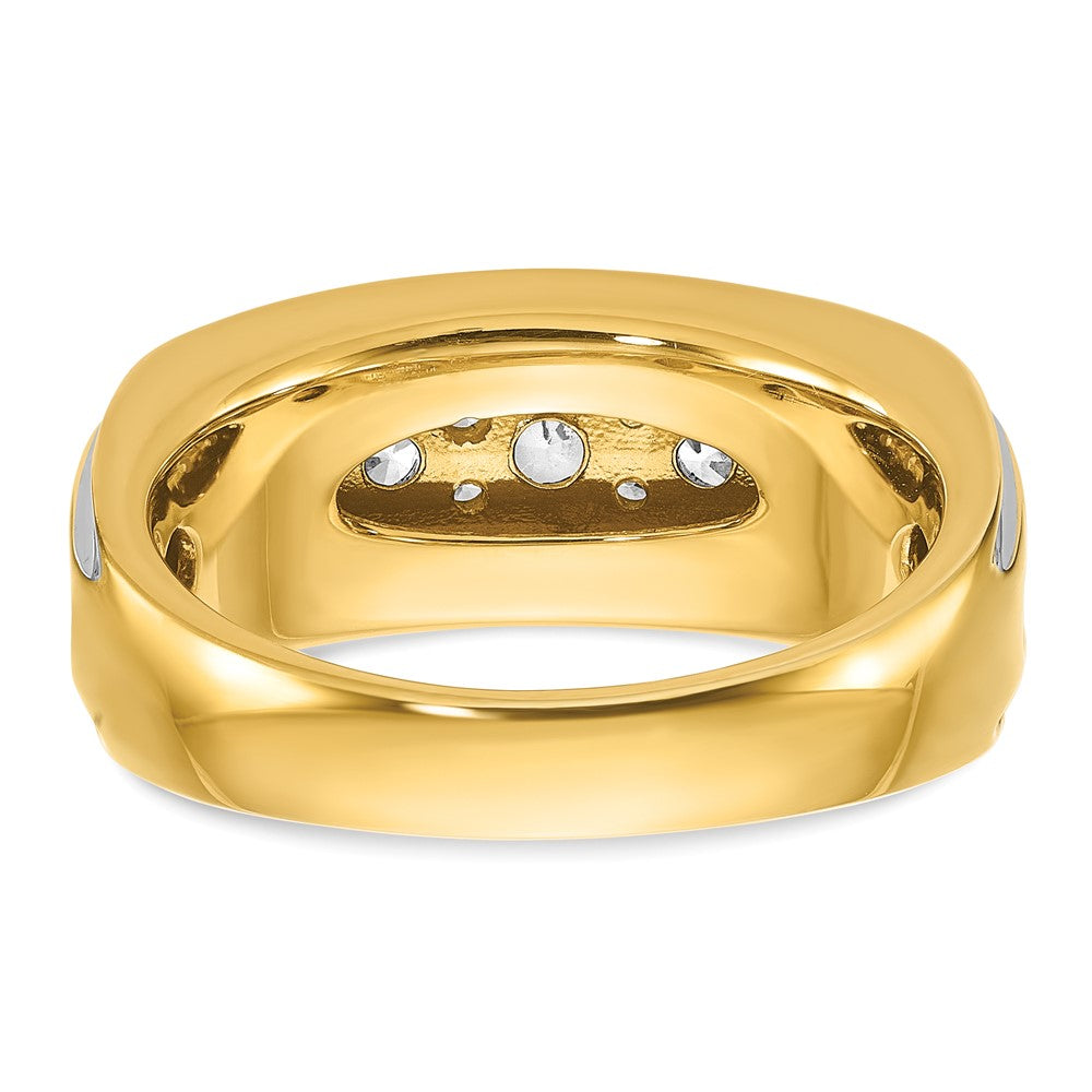 IBGoodman with Rhodium Men's Polished and Grooved 1 Carat AA Quality Diamond Ring - WBC