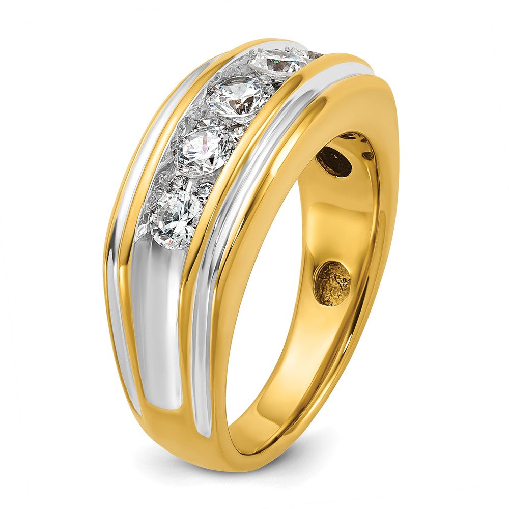 IBGoodman with Rhodium Men's Polished and Grooved 1 Carat AA Quality Diamond Ring - WBC