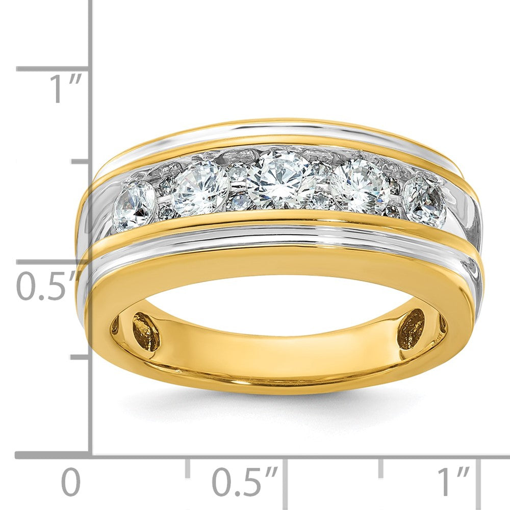 IBGoodman with Rhodium Men's Polished and Grooved 1 Carat AA Quality Diamond Ring - WBC