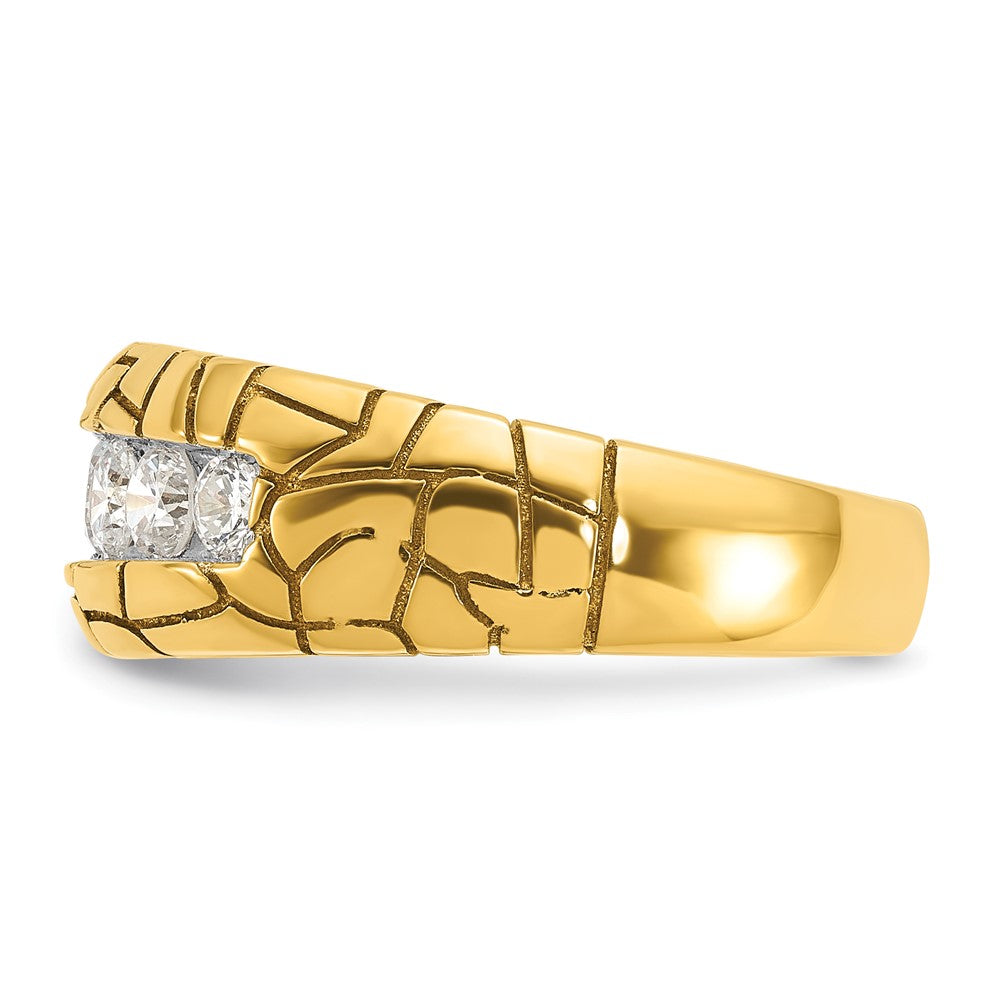 IBGoodman Men's Polished and Nugget Texture 7-Stone 1 Carat AA Quality Diamond Ring - WBC