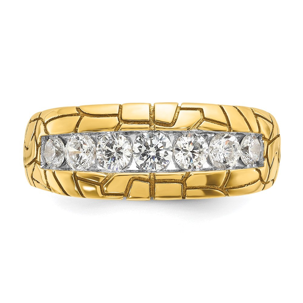 IBGoodman Men's Polished and Nugget Texture 7-Stone 1 Carat AA Quality Diamond Ring - WBC