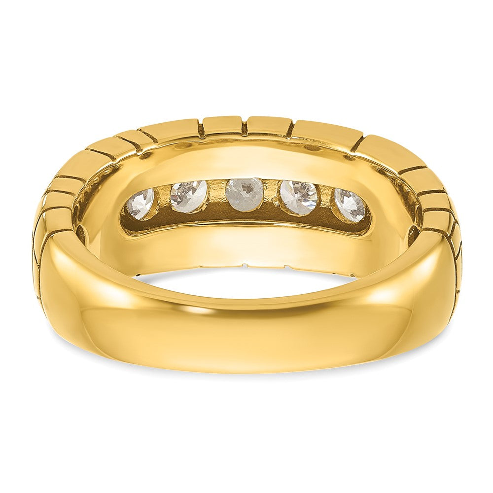 IBGoodman Men's Polished and Nugget Texture 7-Stone 1 Carat AA Quality Diamond Ring - WBC