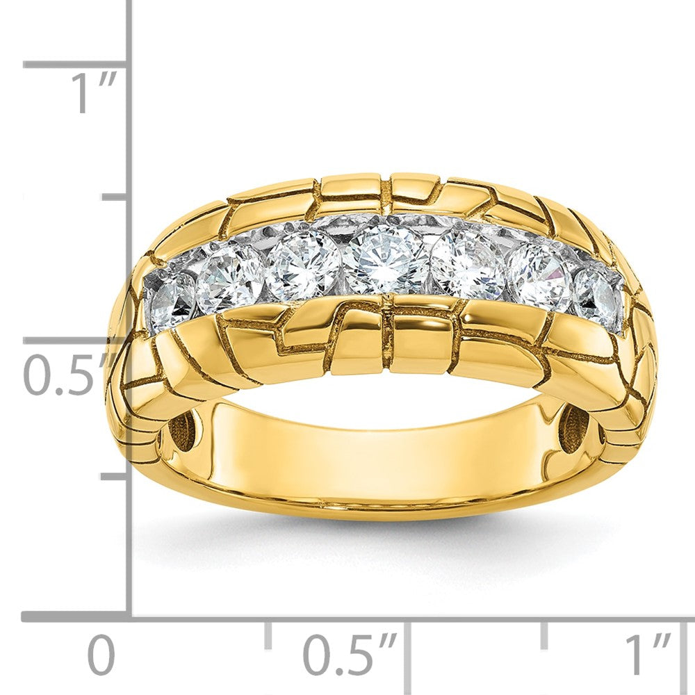 IBGoodman Men's Polished and Nugget Texture 7-Stone 1 Carat AA Quality Diamond Ring - WBC