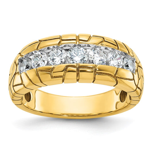 IBGoodman Men's Polished and Nugget Texture 7-Stone 1 Carat AA Quality Diamond Ring - WBC