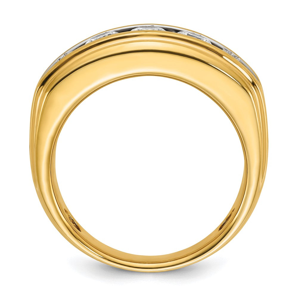 IBGoodman with Rhodium Men's Polished and Grooved 2 Carat AA Quality Diamond Ring - WBC