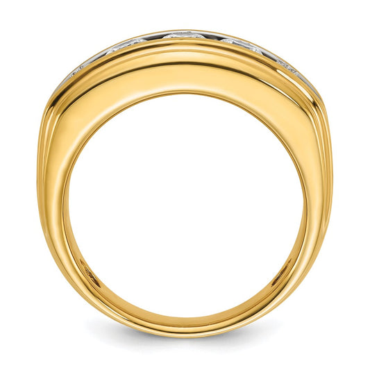 IBGoodman with Rhodium Men's Polished and Grooved 2 Carat AA Quality Diamond Ring - WBC