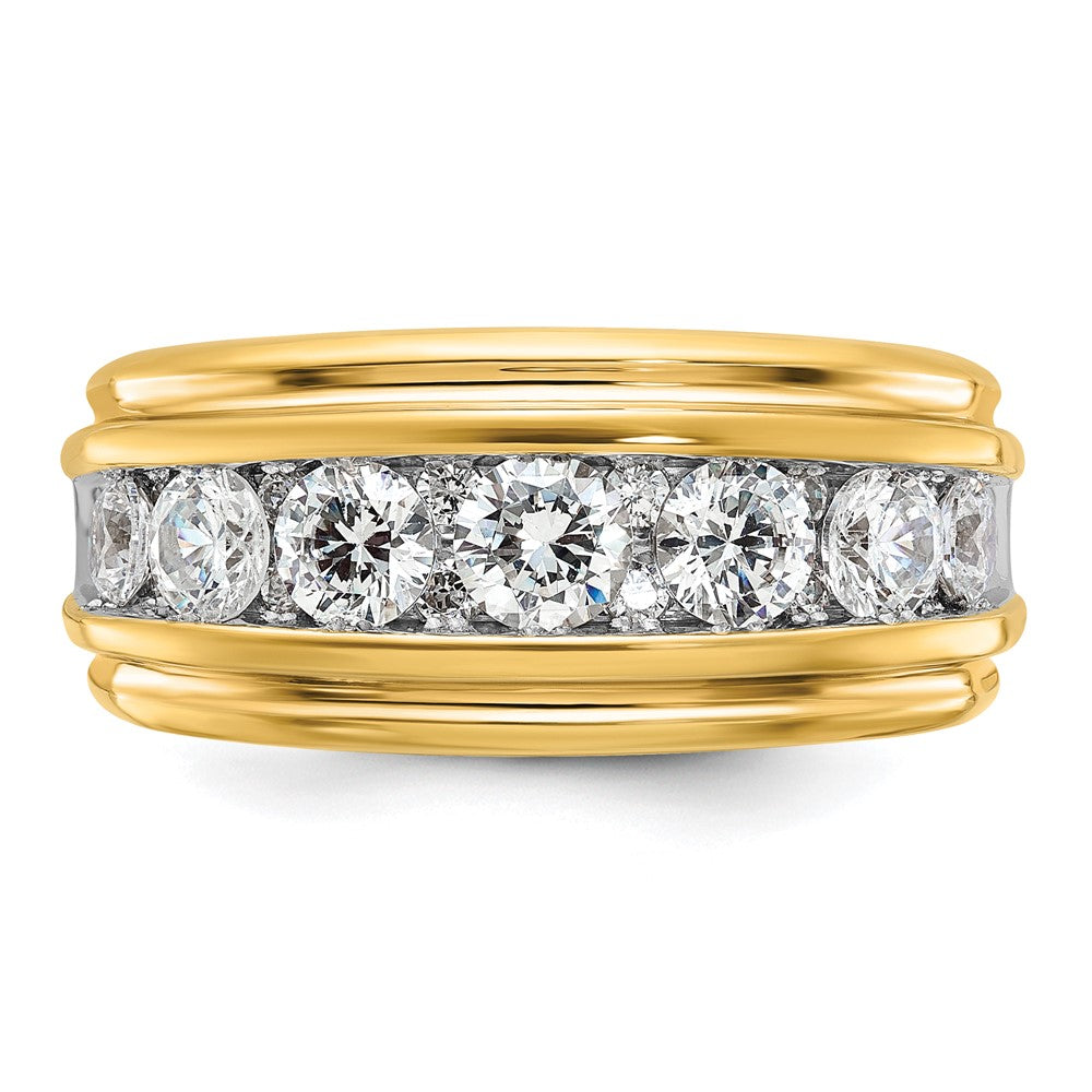 IBGoodman with Rhodium Men's Polished and Grooved 2 Carat AA Quality Diamond Ring - WBC