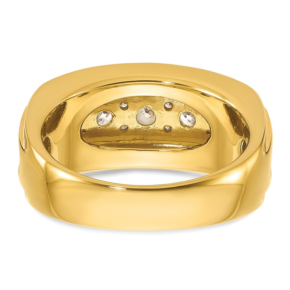 IBGoodman with Rhodium Men's Polished and Grooved 2 Carat AA Quality Diamond Ring - WBC