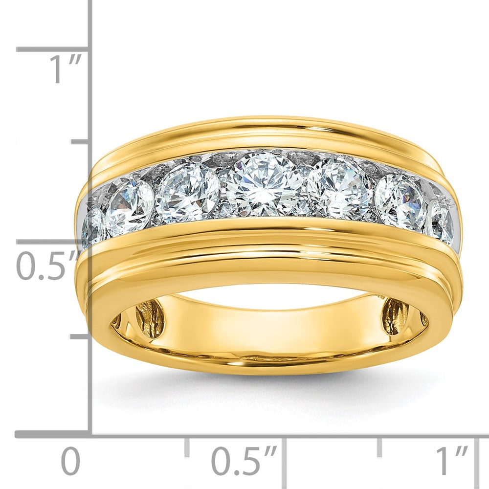 IBGoodman with Rhodium Men's Polished and Grooved 2 Carat AA Quality Diamond Ring - WBC