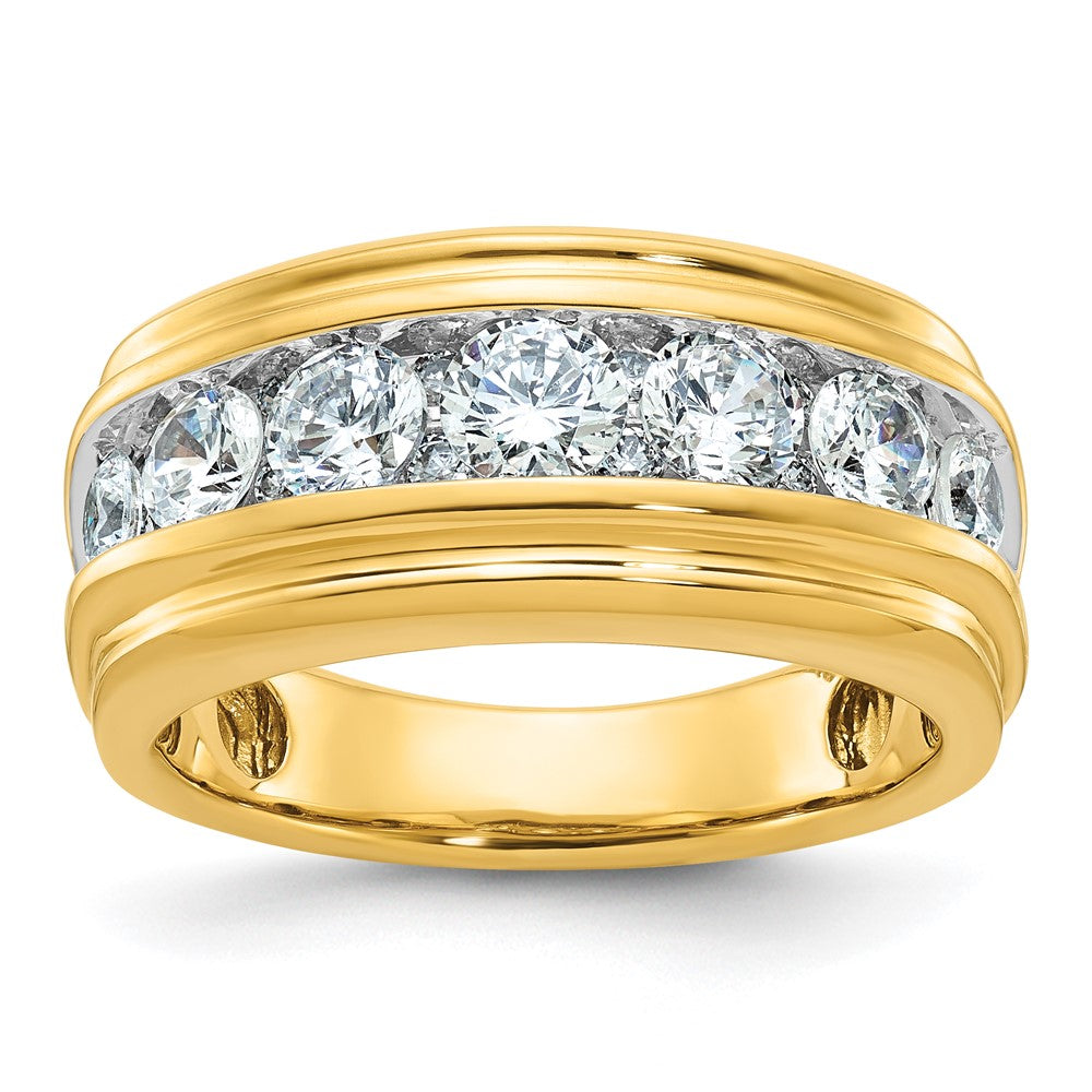 IBGoodman with Rhodium Men's Polished and Grooved 2 Carat AA Quality Diamond Ring - WBC