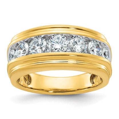IBGoodman with Rhodium Men's Polished and Grooved 2 Carat AA Quality Diamond Ring - WBC