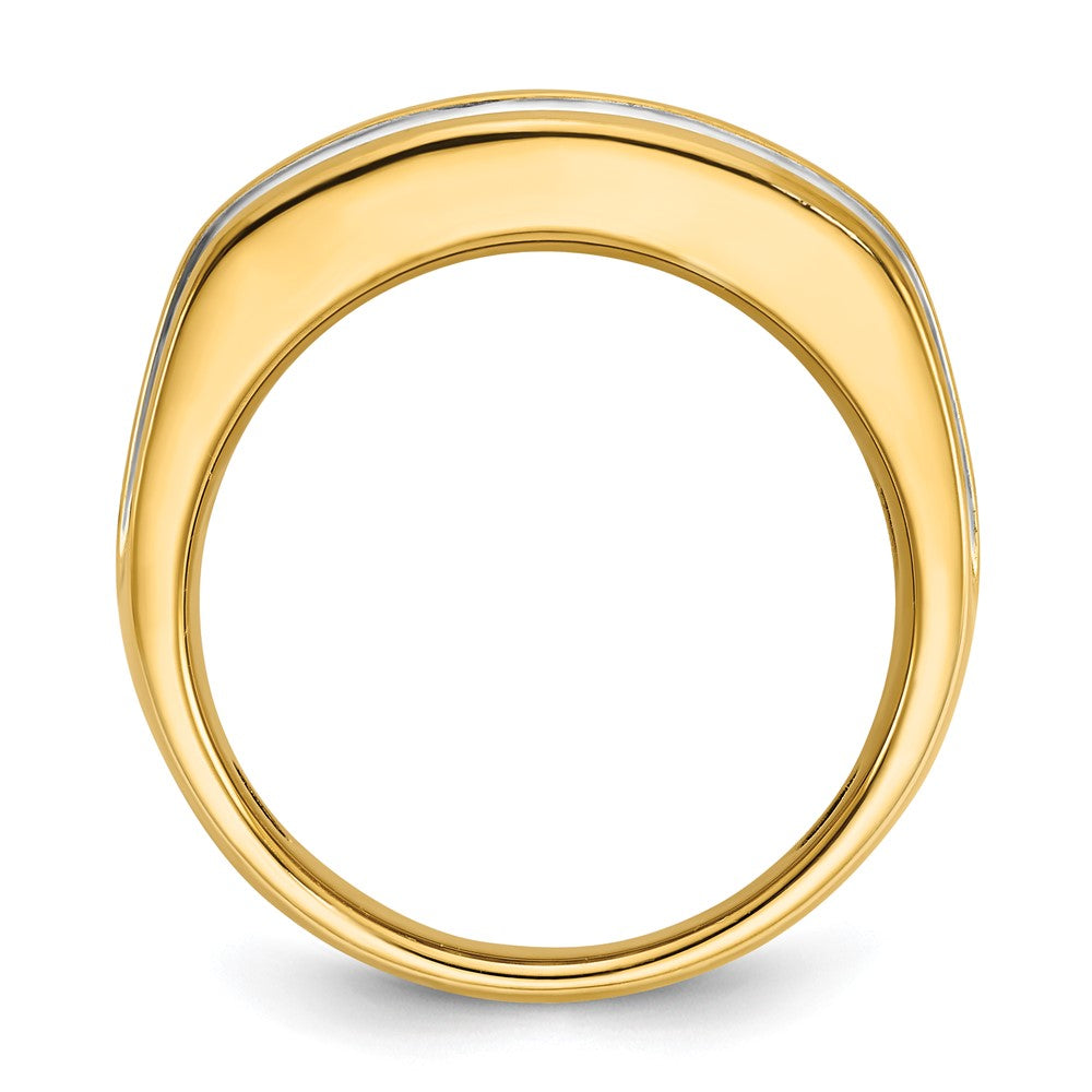 IBGoodman with Rhodium Men's Polished and Grooved 2-Row 2 Carat AA Quality Diamond Ring - WBC