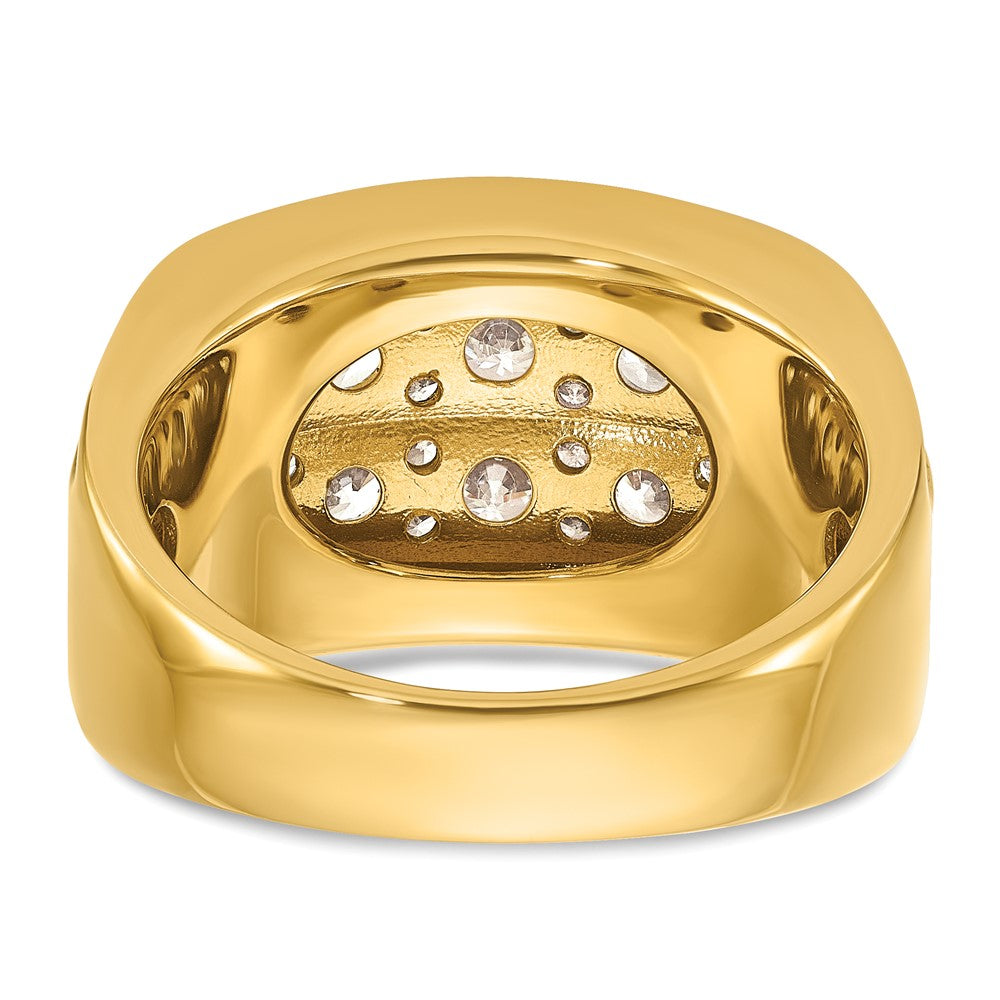 IBGoodman with Rhodium Men's Polished and Grooved 2-Row 2 Carat AA Quality Diamond Ring - WBC