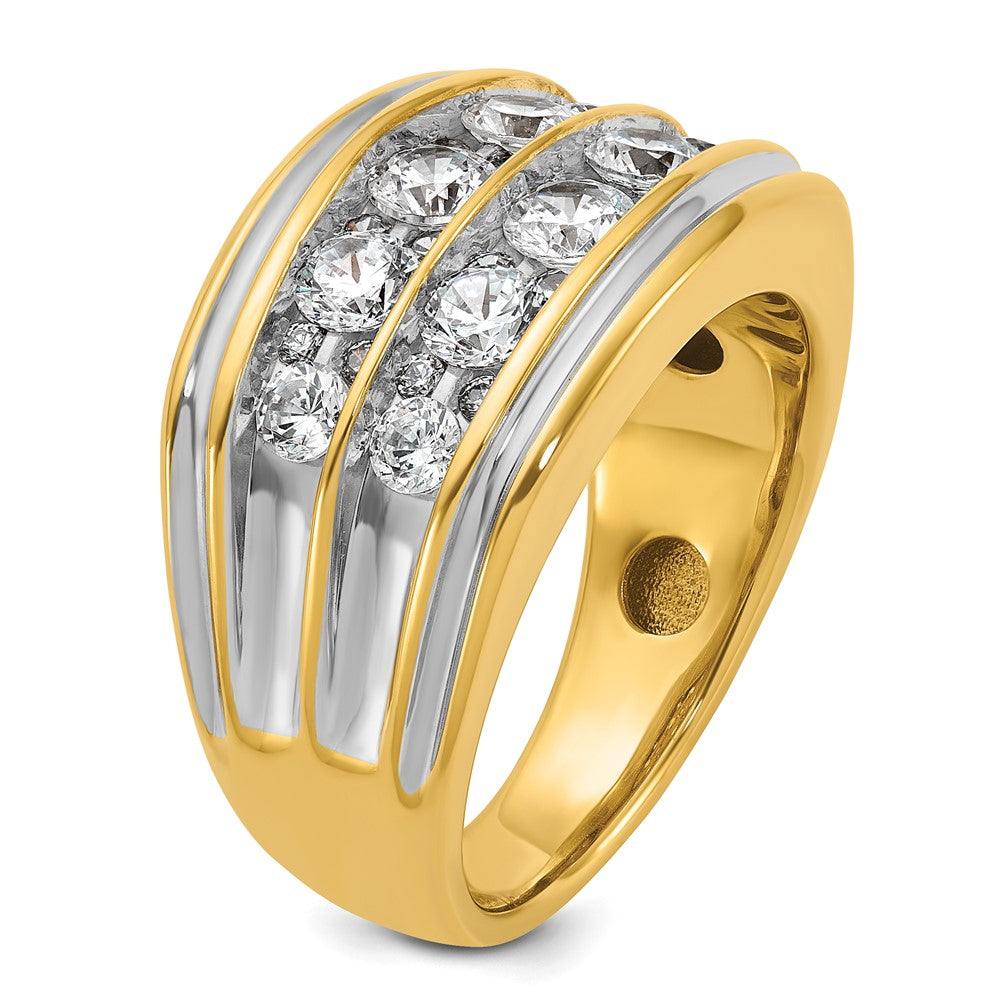 IBGoodman with Rhodium Men's Polished and Grooved 2-Row 2 Carat AA Quality Diamond Ring - WBC