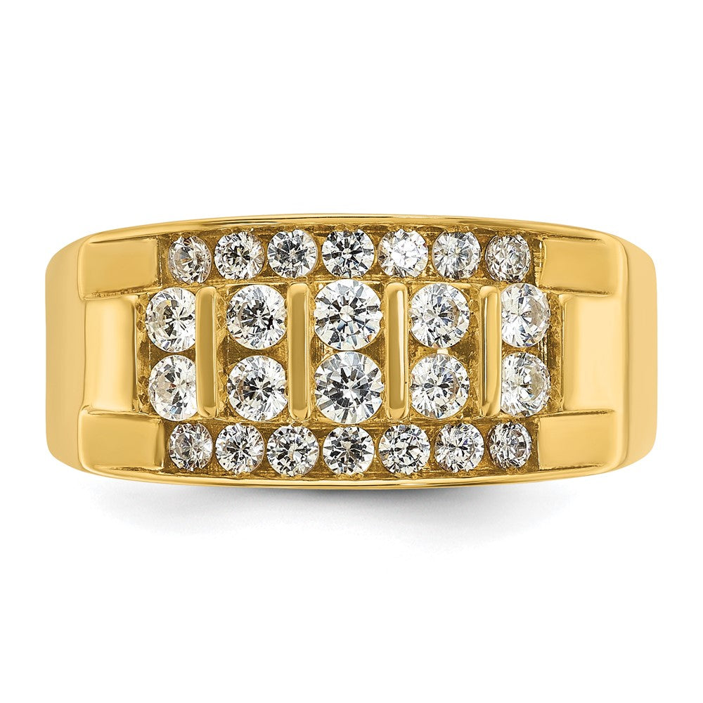 IBGoodman Men's Polished 4-Row 1 Carat AA Quality Diamond Ring - WBC