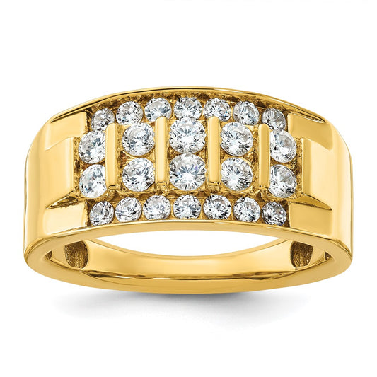 IBGoodman Men's Polished 4-Row 1 Carat AA Quality Diamond Ring - WBC