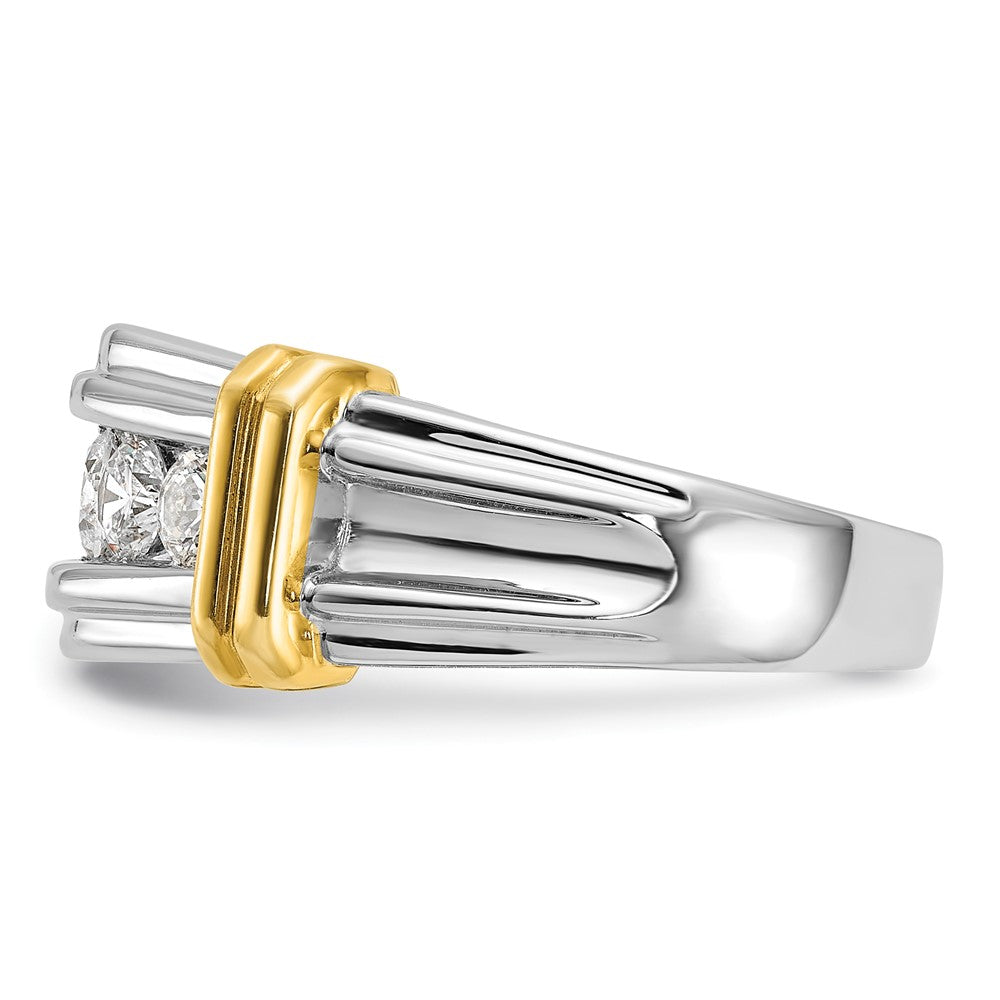 IBGoodman Two-tone Men's Polished and Grooved 5-Stone 1 Carat AA Quality Diamond Ring - WBC