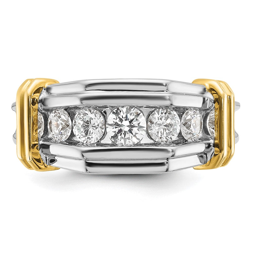 IBGoodman Two-tone Men's Polished and Grooved 5-Stone 1 Carat AA Quality Diamond Ring - WBC