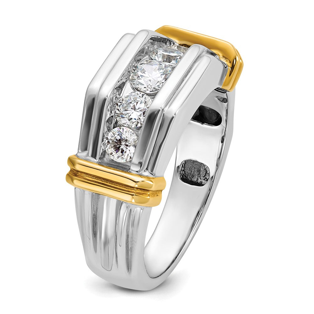 IBGoodman Two-tone Men's Polished and Grooved 5-Stone 1 Carat AA Quality Diamond Ring - WBC