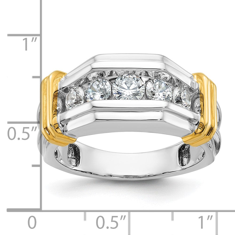 IBGoodman Two-tone Men's Polished and Grooved 5-Stone 1 Carat AA Quality Diamond Ring - WBC