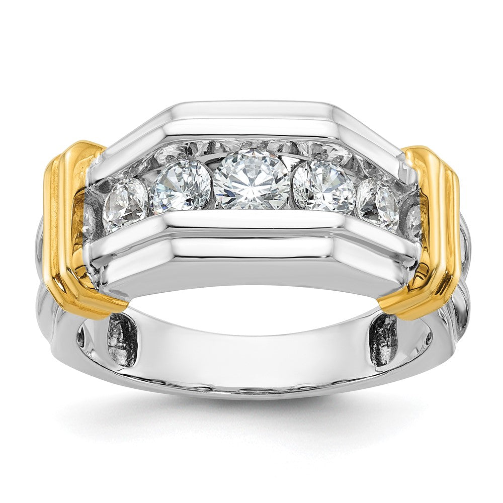IBGoodman Two-tone Men's Polished and Grooved 5-Stone 1 Carat AA Quality Diamond Ring - WBC