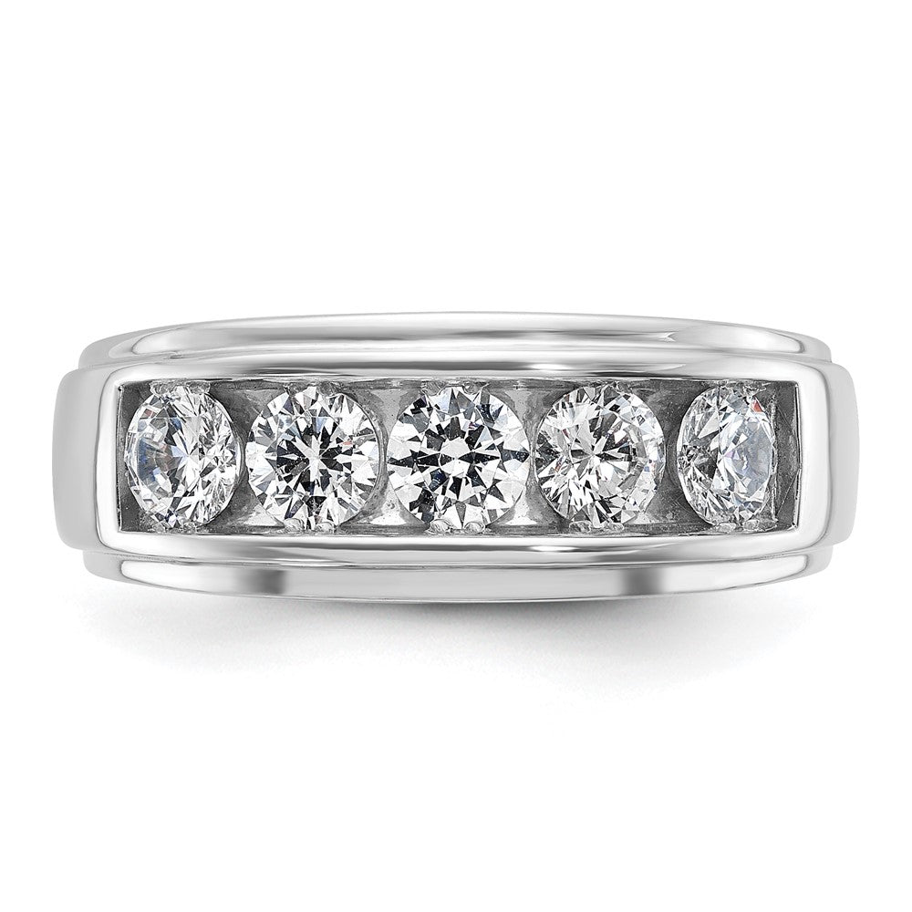IB Goodman Mens Polished and Grooved 5-Stone 1.5 Carat AA Diamond Ring - WBC