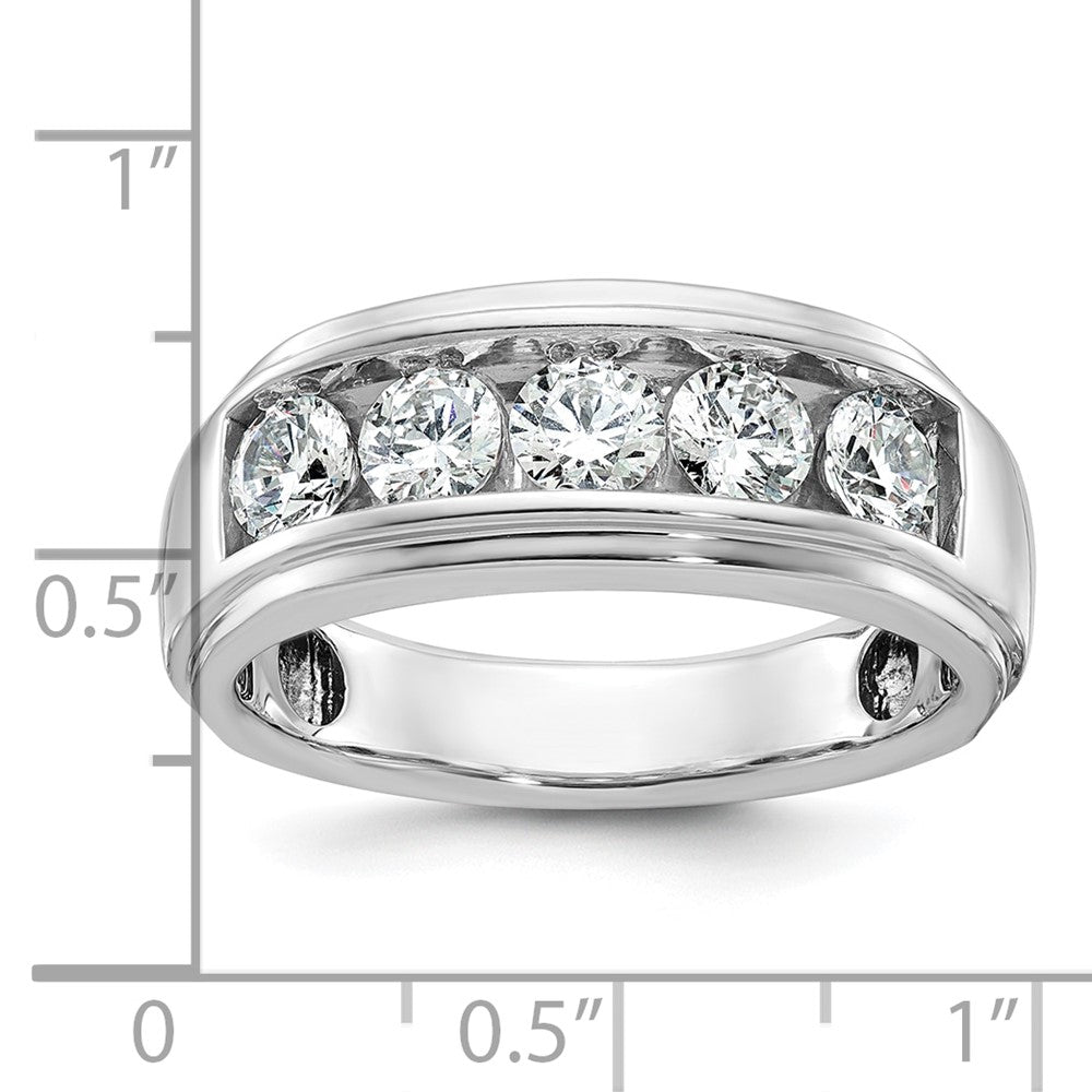 IB Goodman Mens Polished and Grooved 5-Stone 1.5 Carat AA Diamond Ring - WBC