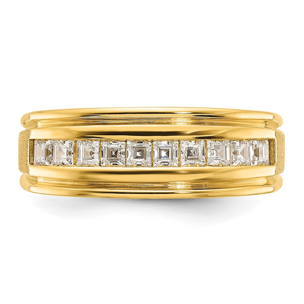 IBGoodman Men's Polished and Satin Square 10-Stone 1/2 Carat AA Quality Diamond Ring - WBC