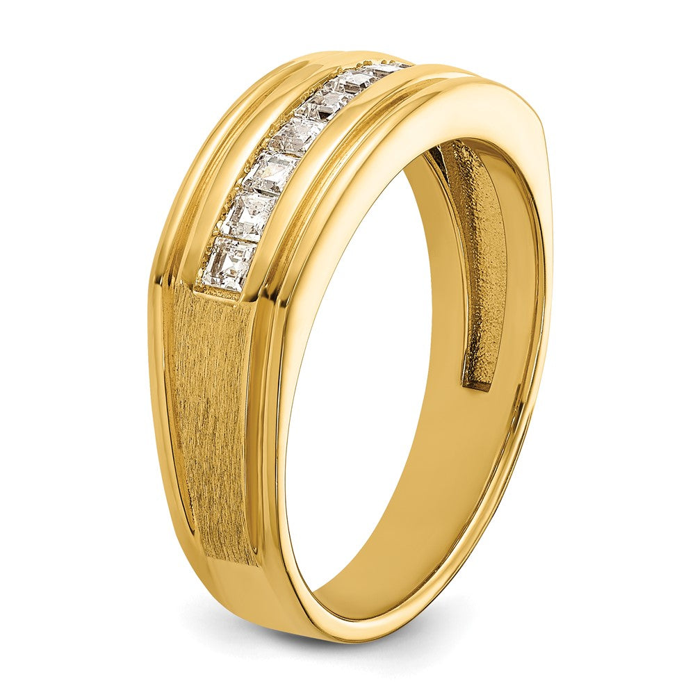 IBGoodman Men's Polished and Satin Square 10-Stone 1/2 Carat AA Quality Diamond Ring - WBC