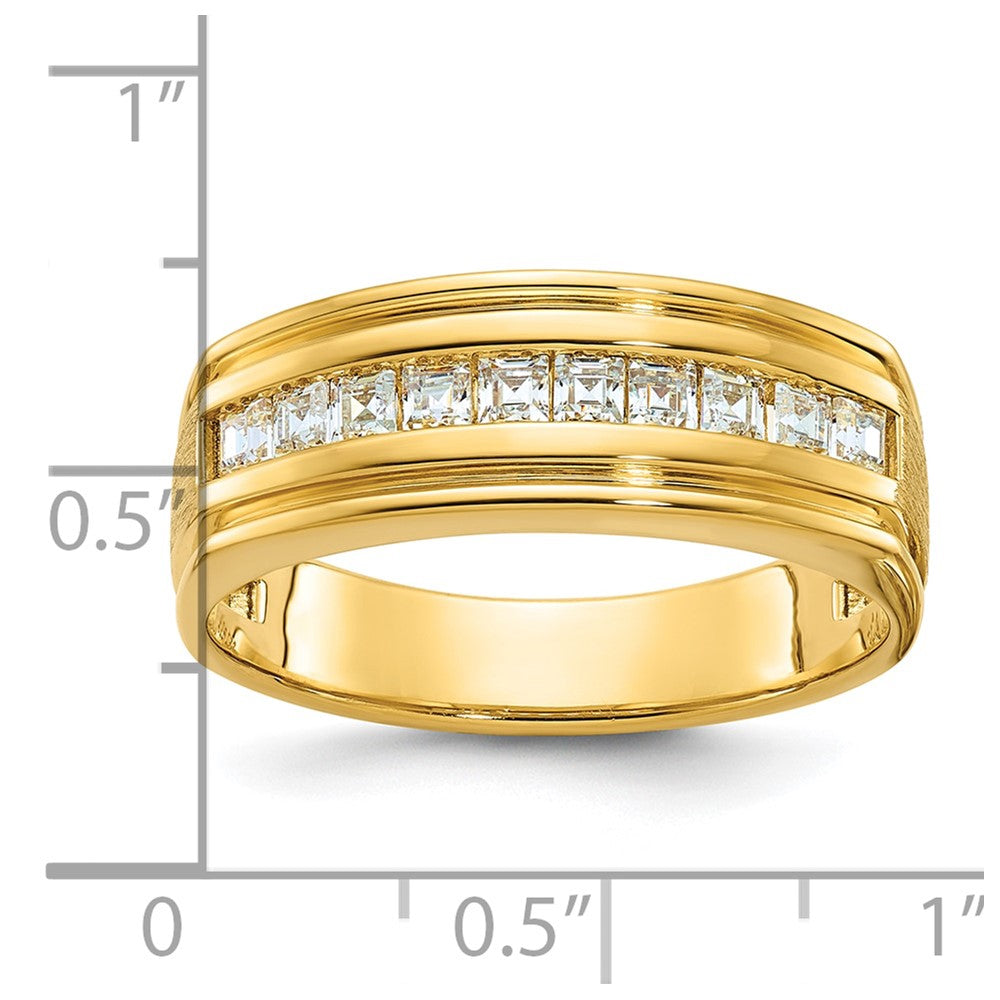 IBGoodman Men's Polished and Satin Square 10-Stone 1/2 Carat AA Quality Diamond Ring - WBC