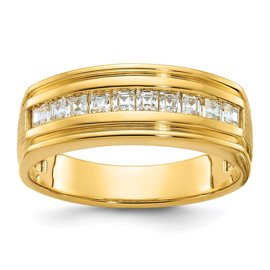 IBGoodman Men's Polished and Satin Square 10-Stone 1/2 Carat AA Quality Diamond Ring - WBC