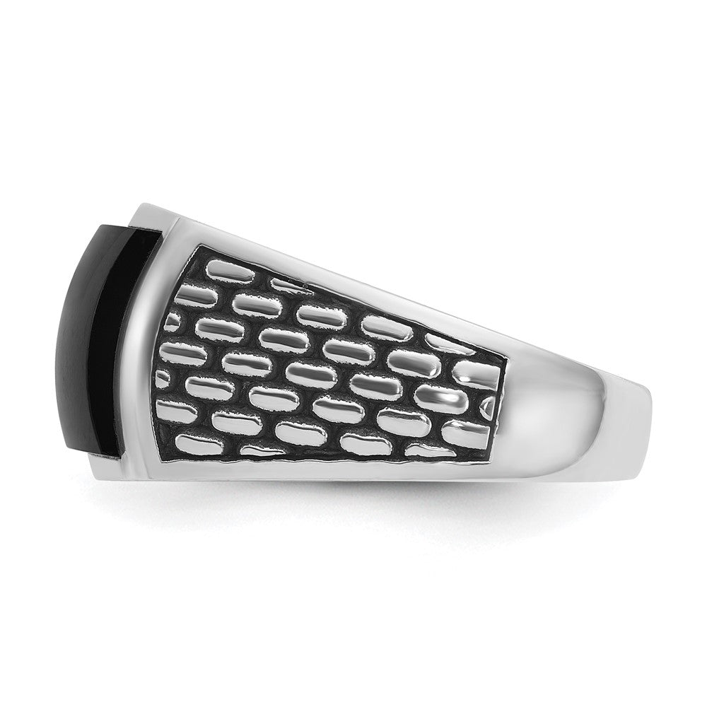 IBGoodman with Black Rhodium Men's Polished and Textured Onyx Ring - WBC