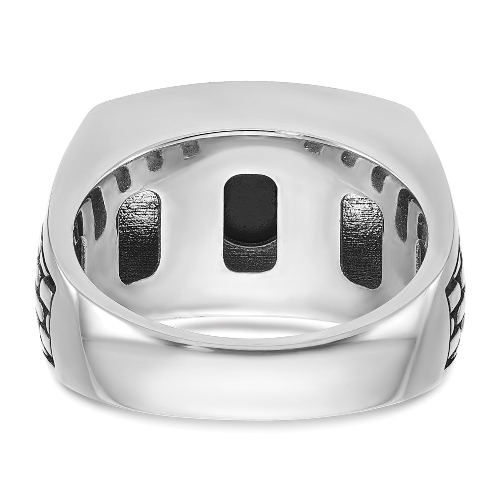 IBGoodman with Black Rhodium Men's Polished and Textured Onyx Ring - WBC