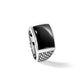 IBGoodman with Black Rhodium Men's Polished and Textured Onyx Ring - WBC