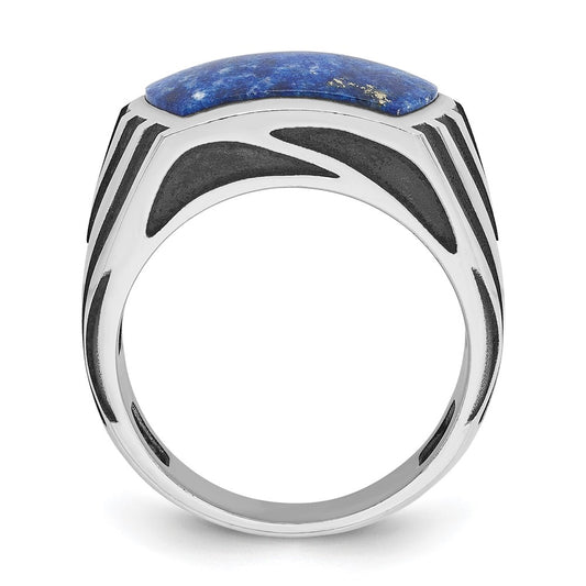 IB Goodman with Black Rhodium Mens Lapis Complete Ring - WBC