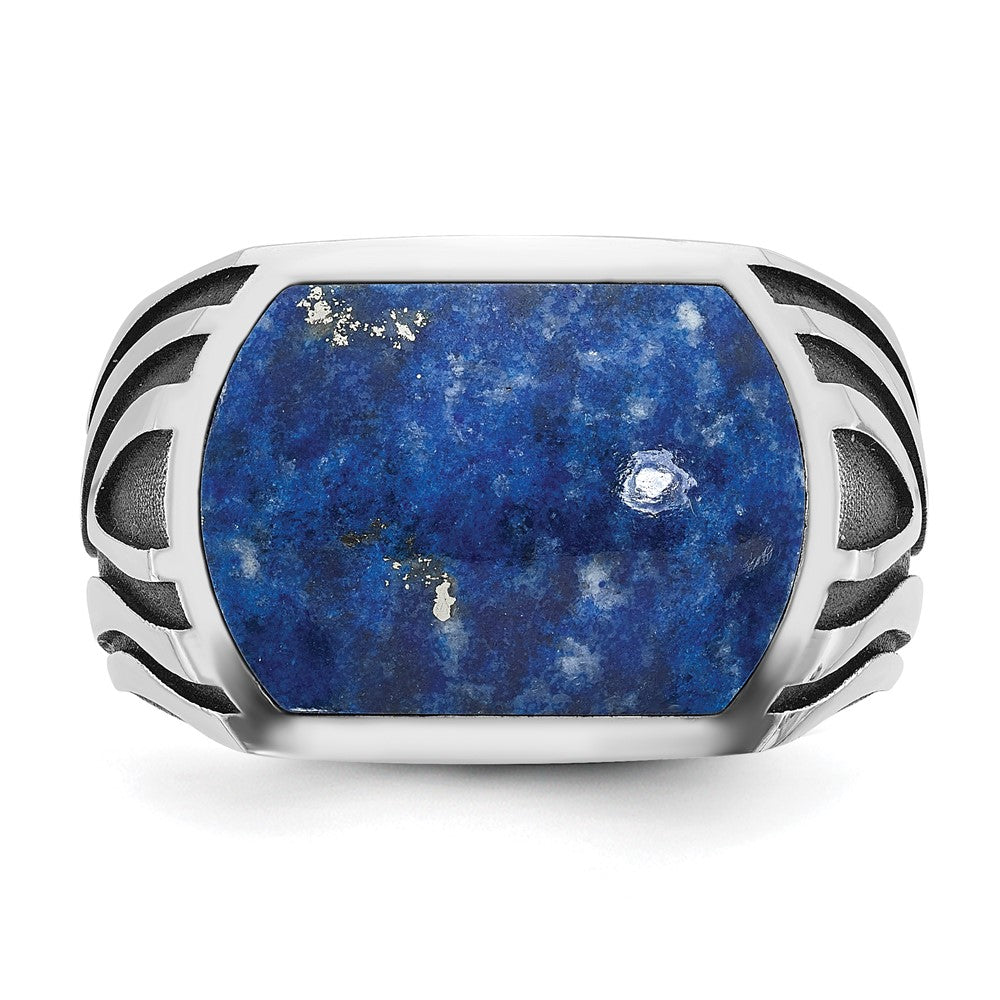 IB Goodman with Black Rhodium Mens Lapis Complete Ring - WBC