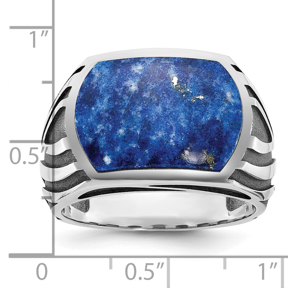 IB Goodman with Black Rhodium Mens Lapis Complete Ring - WBC
