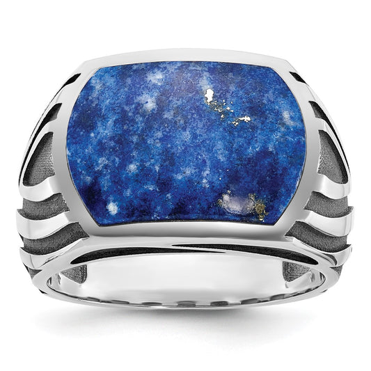 IB Goodman with Black Rhodium Mens Lapis Complete Ring - WBC