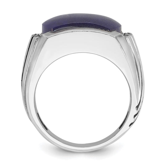 IB Goodman with Black Rhodium Mens Lapis and Diamond Complete Ring - WBC