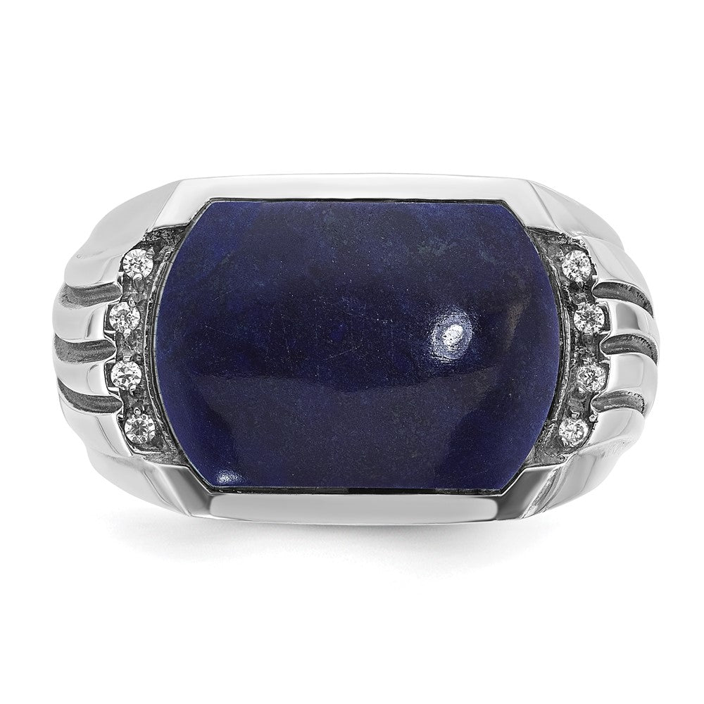 IB Goodman with Black Rhodium Mens Lapis and Diamond Complete Ring - WBC