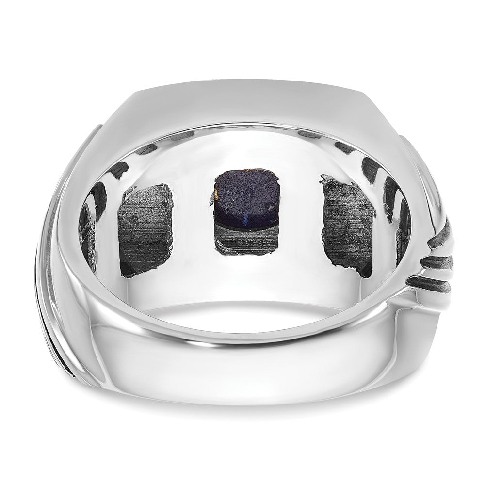 IB Goodman with Black Rhodium Mens Lapis and Diamond Complete Ring - WBC