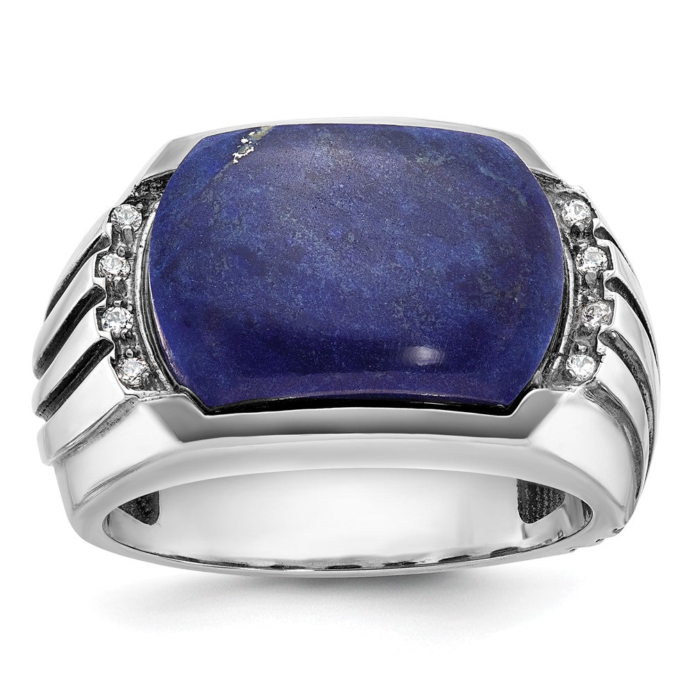 IB Goodman with Black Rhodium Mens Lapis and Diamond Complete Ring - WBC