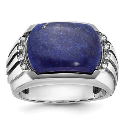 IB Goodman with Black Rhodium Mens Lapis and Diamond Complete Ring - WBC