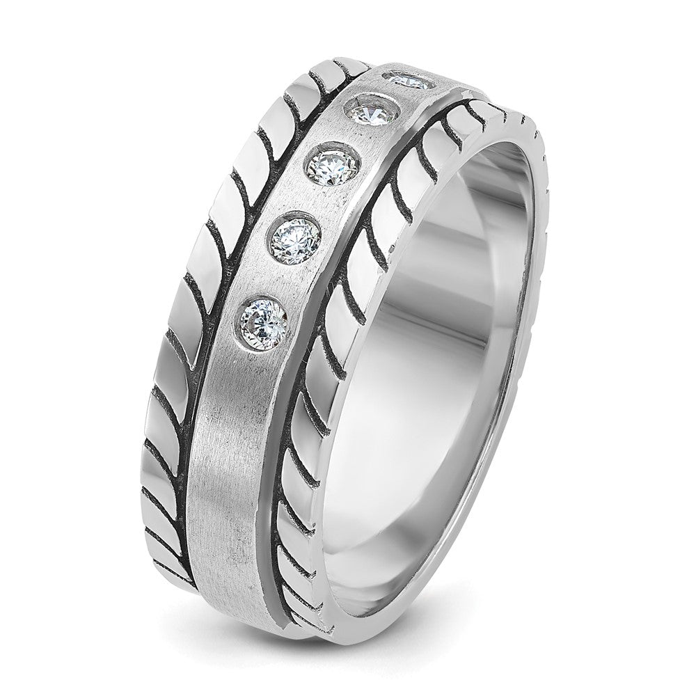 IB Goodman Mens Polished and Satin 1/4 carat Diamond Complete Ring - WBC
