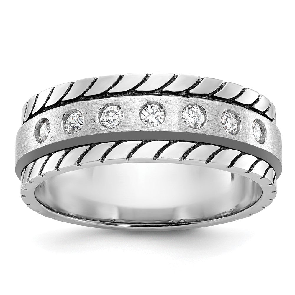 IB Goodman Mens Polished and Satin 1/4 carat Diamond Complete Ring - WBC