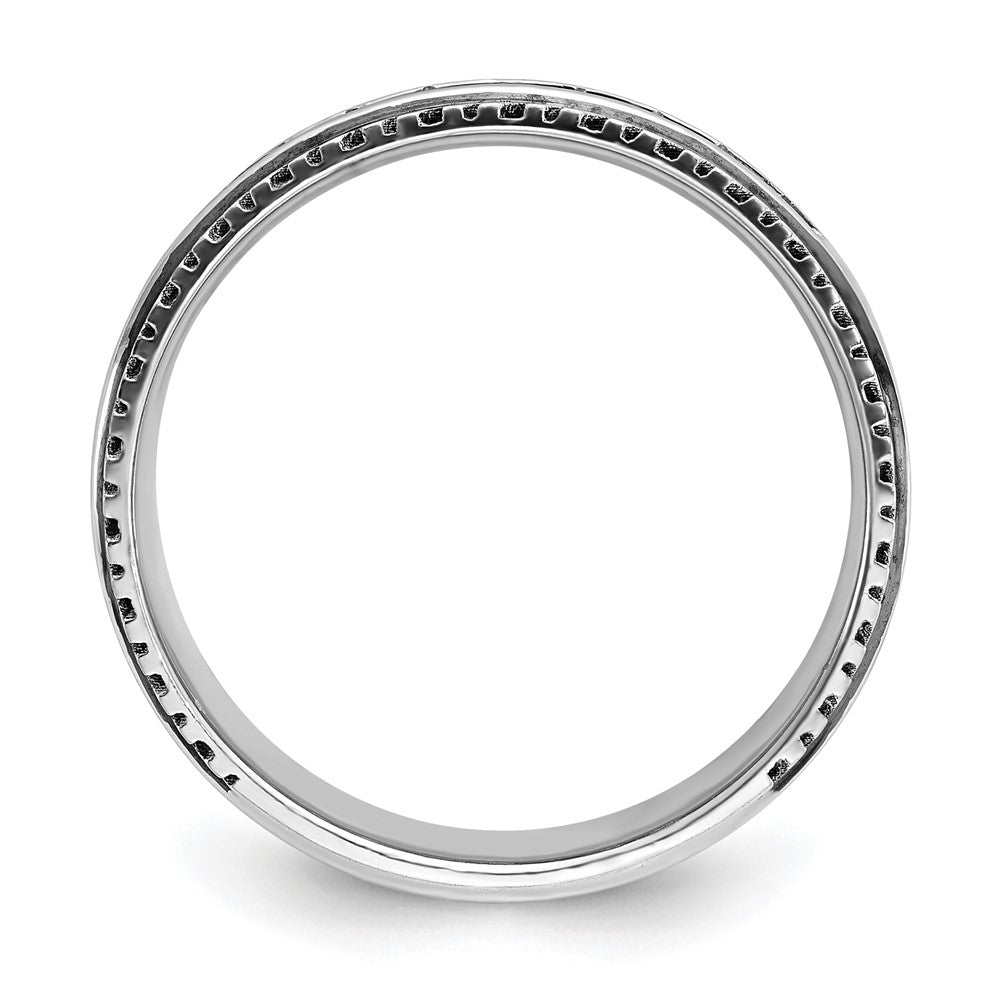 IBGoodman with Black Rhodium Men's Polished Satin and Grooved 1/5 Carat AA Quality Diamond Ring - WBC