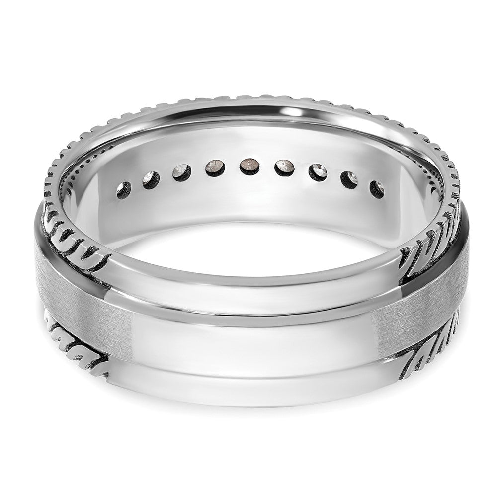 IBGoodman with Black Rhodium Men's Polished Satin and Grooved 1/5 Carat AA Quality Diamond Ring - WBC