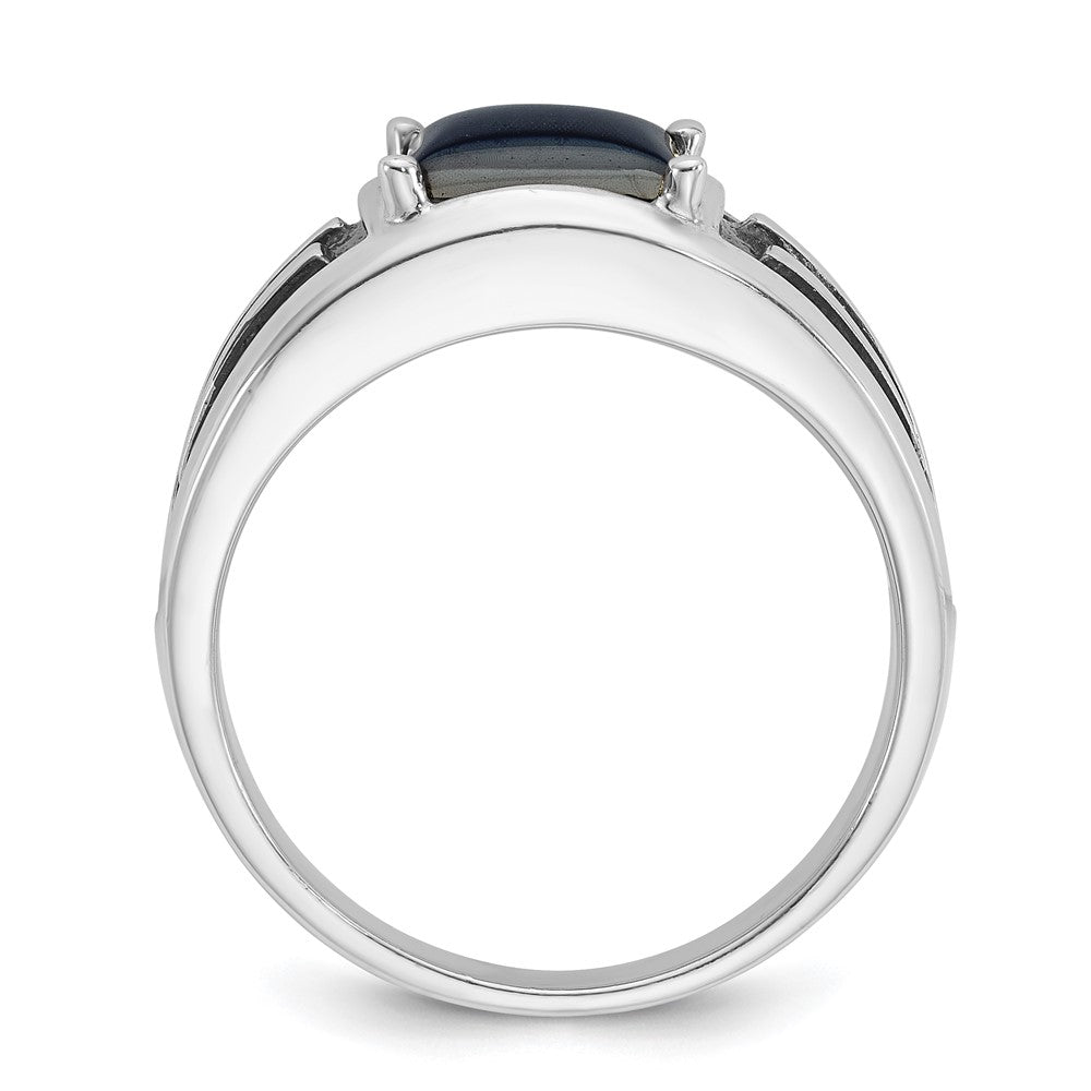 IB Goodman with Black Rhodium Mens Imitation Gray Cats Eye Complete Ring - WBC