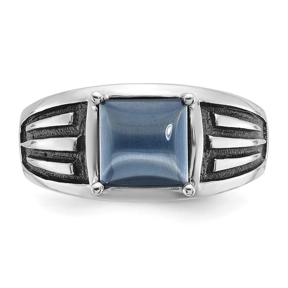 IB Goodman with Black Rhodium Mens Imitation Gray Cats Eye Complete Ring - WBC